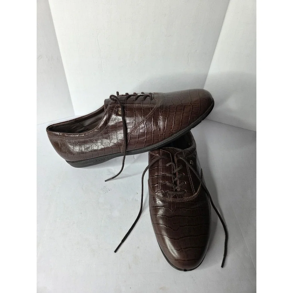 Easy Spirit JPMOTION Mens Brown Croc‎ Embossed Leather Anti-Gravity Oxfords 11